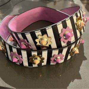 Henri Bendel Striped Black and White Studded Belt